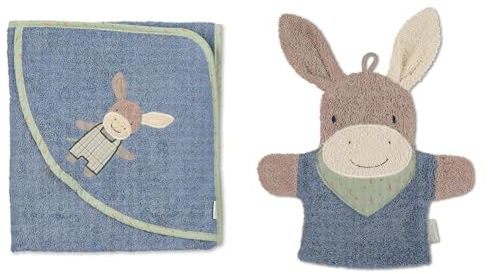 Sterntaler Badetuch 100x100 und Waschhandschuh Esel Emmilius