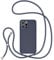 UEEBAI Lanyard Case for iPhone 16 Pro 6.3, Crossbody Liquid Phone Cover Necklace Cord Strap Soft Shockproof Protective Case - Dark Blue