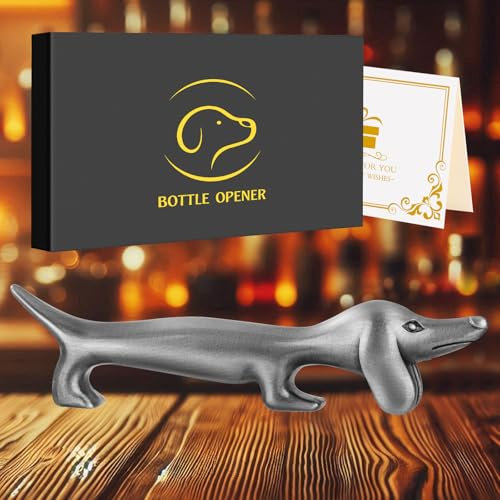 LULLEA Abridor de botellas de cerveza de perro salchicha de pie, soporte para utensilios de perro salchicha, cuchillo de perro salchicha, cuchara, soporte para cucharas, regalos de cerveza, regalos de