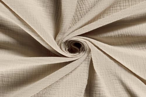 50x130cm Musselin Stoff uni Oeko-Tex zertifiziert Meterware Mulltuch Baumwolle, Farbe:beige