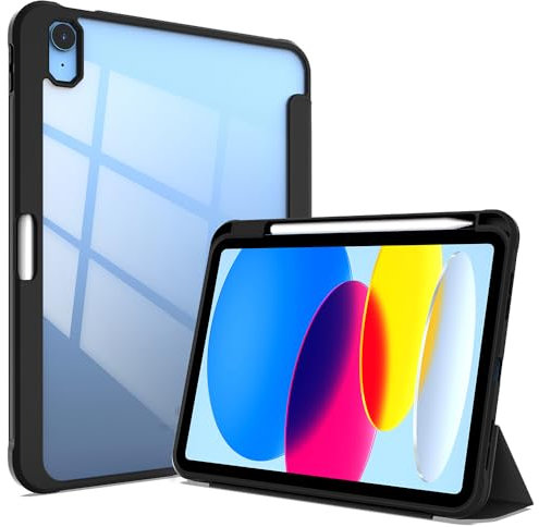 ERDARARIPRO Funda para Apple iPad Mini 4 (2015), Apple iPad Mini 5 (2019), funda de piel con parte trasera transparente, función de apagado automático, color negro