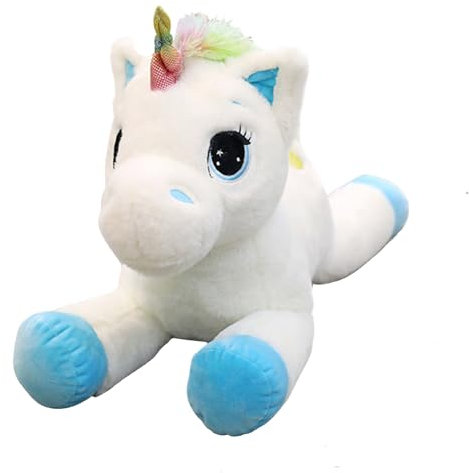 Georgie Porgy Kinder Plüschtier Plüsch Einhorn Kuscheltier mit mehrfarbigem Regenbogenschwanz Kuschelige Stofftier Geschenke für Mädchen (15'' Weiß Einhorn)
