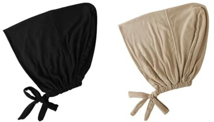 Frauen Undercap Hijab,2 PCS Baumwolle Unterschal Hijab Kopftuch Damen Solid Color Hijab Untertuch Turban Mütze Unterschal Hijab mit Tie Back Closure