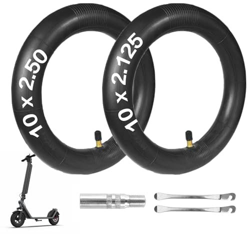 2 Stück 10x2.125 Scooter Verdickter Schlauch, 250x54 E Scooter Schlauch, 10 Zoll E Scooter Ersatzschlauch, für Xiaomi 4, Xiaomi 4 Pro Elektroroller, [Verdickt] [Ventilverlängerung] [Reifenheber]