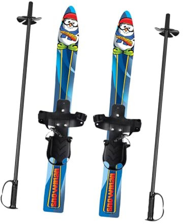 Baoblaze Skiblades Snowblades und Stöcke für 3-8 Jahre mit Universalbindungen Kinderskibrett Kinder Kurzski Skiboards, Schneemann
