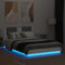 Festnight LED Bett 120x200 cm mit Led Beleuchtung Bettgestell Holz Doppelbett Einzelbett Jugendbett Holzbett Bettrahmen Schlafzimmer Bett mit Kopfteil Bett Jugendzimmer