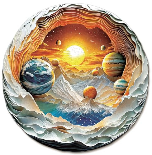 Blumuze Wooden Jigsaw Puzzles, Planet Travel Wooden Puzzles For Adults, Unique Shaped Animal Wood Puzzles, Wooden Animal Puzzles For Adults Kids With Wood Gift Box 280pcs-L-37.9 * 30.5cm