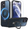 Hensinple für iPhone 12 Hülle/iPhone 12 Pro Hülle mit Ständer, Magnetisch Schutzhülle mit Panzer Schutz Glas,Kompatibel mit MagSafe, Durchscheinend Matt Stoßfest Handyhülle Case Cover, Schwarz