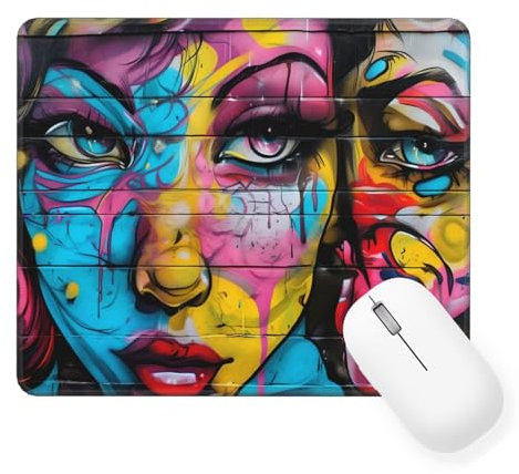 Mouse Pad Graffiti, Small Mouse Mat 16.5 x 13.8 inch, Desk Mat with Waterproof Design, Premium-Textured Square Mousepad Woman, Smooth Surface, Gaming Office Mouse Pads for Keyboard Decor Gifts W-955