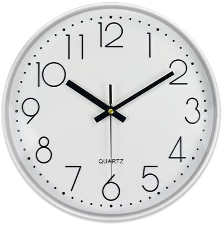 mixed24 Wanduhr Weiß Schwarz 30cm rund ohne Tickgeräusche Minimalistisch Modern Klassisch Leicht zu lesen Uhr Analog