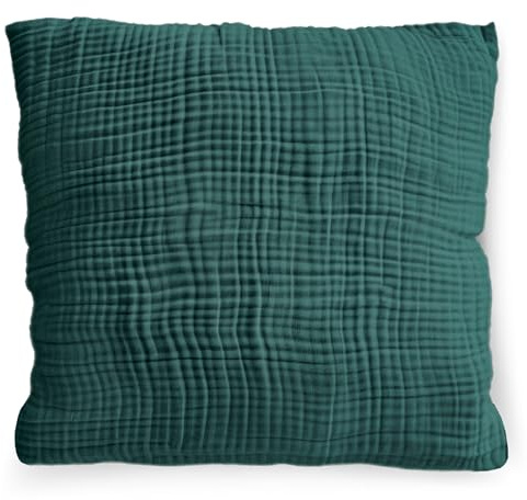 PinkZebra Bio-Musselin Kissenbezug 80 x 80 cm für Kinder & Erwachsene, ÖkoTex Zertifiziert, weicher Kopfkissenbezug GOTS-Zertifizierung, Kissenhülle, Malachit