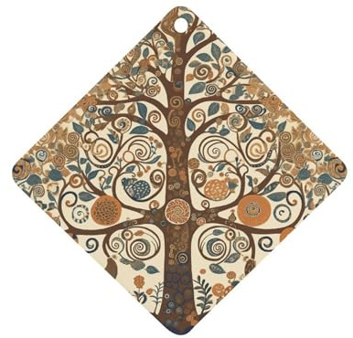 Tree of Life Car Air Freshener Hanging, Long Lasting Scented Car Aromatherapy Tablets, Rhombus Fragrance Scented Cards for Vehicles, Bedroom, Wardrobe Black-style