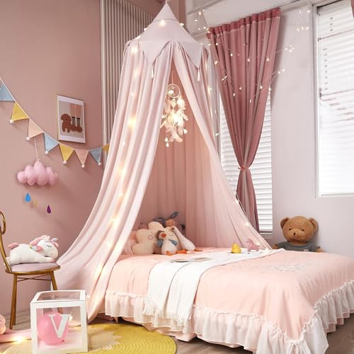 ZIQINPSQ Baldacchino per letto, zanzariera, per letto matrimoniale e letto singolo, repellente per insetti, pieghevole, portatile, per casa, giardino, balcone, campeggio (colore rosa chiaro)
