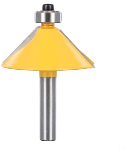 Fraise à défoncer avec tige de 8 mm pour chanfrein à 45 degrés et coupes biseautées, pour bordure et jointure, design à deux cannelures en carbure pour une longue durée de vie