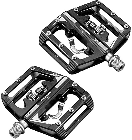 Bike Pedals Mtb Pedals For Bicycle Clip Automatic Platform Mountain Bike Mixed Footrest Double Function Power Meter cycling(Black)