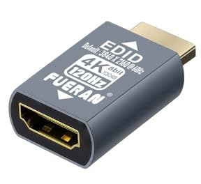 FUERAN HDMI EDID Emulator Adapter, 4K 3840X2160@60/120Hz Passthrough, Plug & Play, Compatible with Mac, Thunderbolt to HDMI, Switches, AV Receivers, Extenders (3840X2160@120Hz)