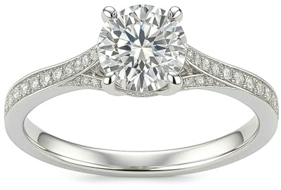 Gualiy Platin Ring 950 Platin Damen, Moissanit Ring Rund Form Hochzeit Ringe Damen Gr 65