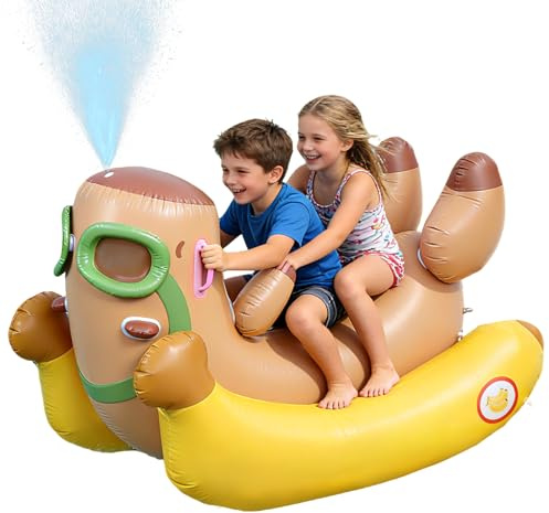 Capybara Aufblasbarer Schwimmring mit Wassersprinkler für Pool & Sommerparty