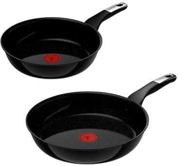 Tefal Explore On Keramik 2-tlg. Bratpfannen-Set 24/28 cm, kratzfest | langlebige keramische Antihaftversiegelung, induktionsgeeignet, Thermo-Signal Temperaturanzeiger, tiefe Form, G2149032