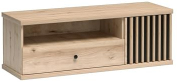 Masseno TV-Schrank ALMERIA 124 cm Fernsehschrank mit 1 Schubladen TV-Lowboard für Wohnzimmer Modern 124x40,6x43,4 cm Eiche Artisan