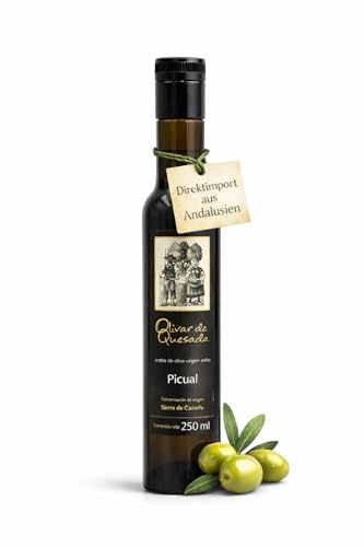 Olivar de Quesada Olivenöl Extra Nativ Picual – Olivar de Quesada – Kaltgepresst aus Spanien – Hochwertiges natives Olivenöl – Intensiv fruchtig - 250ml in Glasflaschen
