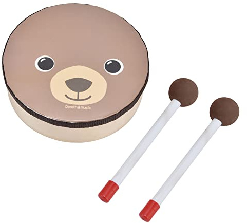 Generic Barntrumma Musikinstrument Leksak Tecknad Björndesign Träram med Klubba för Tidig Utbildning Hand Hjärnkoordination Åldrar 3+