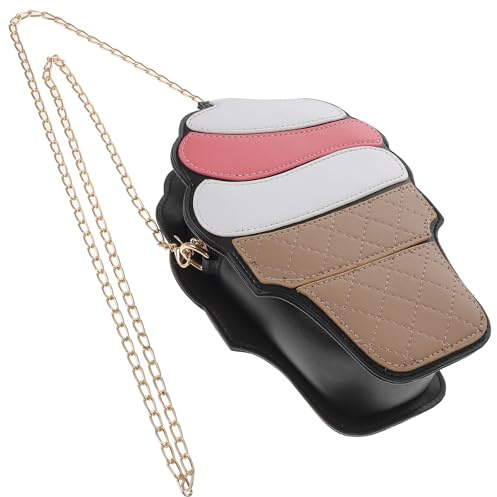 BETOOKY Eiscreme Handtasche für Damen mit Abnehmbarer Schulterkette aus Pu Modische Clutch Tasche im Eiscreme Design für Freizeit und Elegante Anlässe
