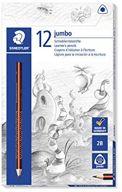 STAEDTLER 1285-1 Noris Club Jumbo Schreiblernstift, Härtegrad 2B, Katonetui mit 12 Stück (1er Pack)