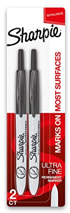 Sharpie Retractable Permanent Markers, Ultra Fine Point, Black, 2 Count