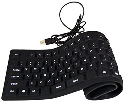 Accessotech USB Flexible Foldable Keyboard Silicon for Sony PS2 Computer Laptop PC Black