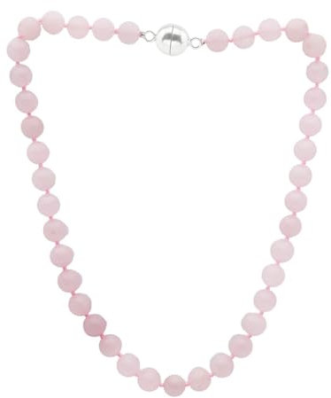 Treasure Bay Women's Gemstone Beaded Necklace | 12mm Round Shape Rose Quartz Gemstone Beads Necklace for Lady