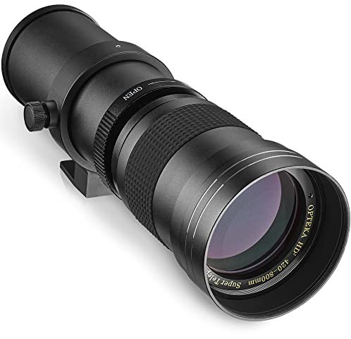 Teleobiettivo con Zoom Opteka 420-800mm f/8.3 HD per Fotocamere Reflex Digitali Nikon D4s, D4, D3x, Df, D810, D800, D750, D610, D600, D8100, D800, D7100, D7000, D5300, D5200, D5100, D3300, D3200 and D3100 Digital SLR Cameras