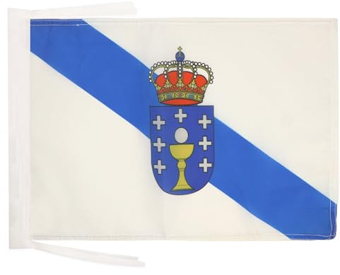 BANDERA de GALICIA 45x30cm - BANDERINA GALLEGA 30 x 45 cm cordeles - AZ FLAG
