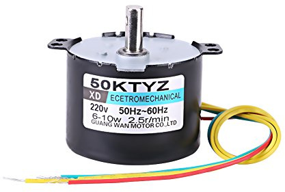 Synchronmotor 50KTYZ Wechselstrom 220V 10W 0.5A Elektrischer Niedriger Motordrehzahl Dauermagnet CW/CCW 2.5/20RPM Hohes Drehmoment Metall für Rotisserie Drehscheibe (2,5 RPM)