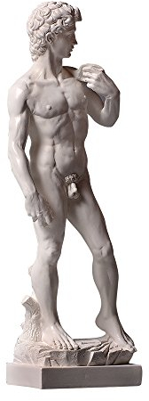 David nach Michelangelo Skulptur aus hochwertigem Zellan, echte Handarbeit Made in Germany, Büste in weiß, 27cm