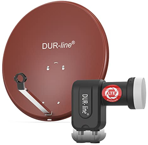 DUR-line MDA 60 Rot - Digiatale 2 Teilnehmer Satellitenschüssel Komplett-Anlage mit +Ultra Twin - LNB [Camping, Astra 19,2°, DVB-S/S2, Full HD, 4K, 3D]