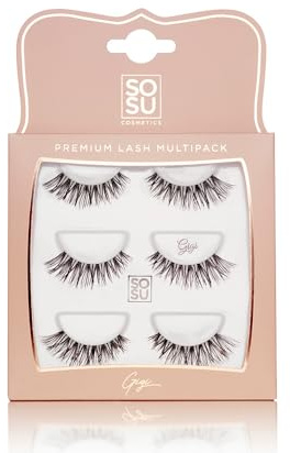 SOSU Cosmetics Multipack eye Lashes Gigi for Women - 3 Pairs of Lightweight, Natural-Looking Lashes for Volume & Curl – Handmade, Cruelty-Free & Reusable
