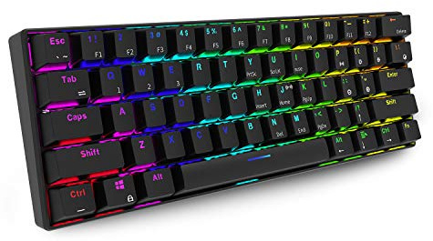 RK ROYAL KLUDGE 61 Cable USB/Inalámbrico Bluetooth 3.0RGB Iluminación LED Retroiluminación Teclado Mecánico Gaming (Interruptor Azul), rojo (Red Switch)