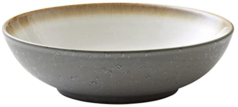 BITZ Salatschüssel, Schüssel/Schale aus Steinzeug, Spülmaschinenfest, Durchm. 24 cm, Grau/Creme