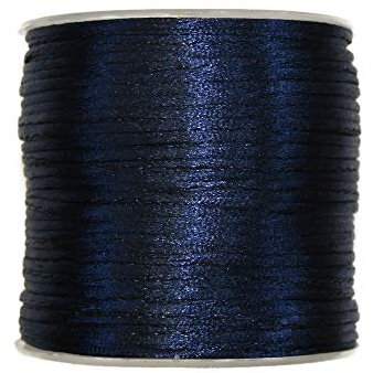 Jajasio Satinkordel 2mm, 10 Meter lang Schmuckschnur dunkelblau, Schmuckkordel, Flechtkordel Satinschnur
