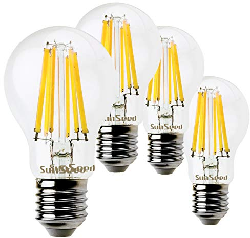 SUNSEED 4x Glühfaden LED classic Lampe E27 10W ersetzt 83W Neutralweiß 4000K