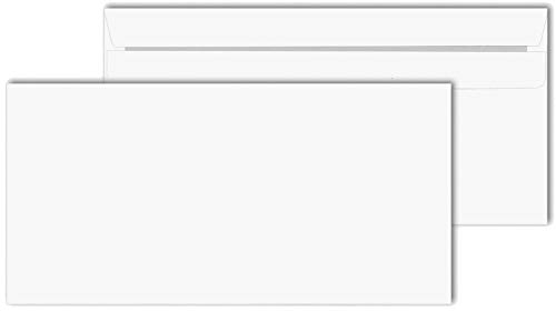 KK Verpackungen® Briefumschläge in DIN lang | 2000 Stück, 110x220 mm, Selbstklebende Kuverts ohne Fenster in Weiß