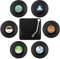 BEEK HWE0 Set of 6 Retro Vinyl Record Coasters with Holder, Cup, Place, Non-Slip Insulated Coffee Drink Mat, Acrylic, Black
