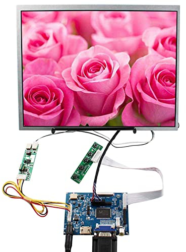 VSDISPLAY Écran LCD 12,1 Pouces 1024x768 et Carte contrôleur LCD VGA 2AV, pour Moniteur DIY