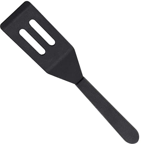 SAVITA Mini Brownie Serving Spatula Flexible Silicone Turner Heat-Resistant Flipper Nonstick Slotted Spatula for Fish, Eggs, Pancakes, Wok(Black)