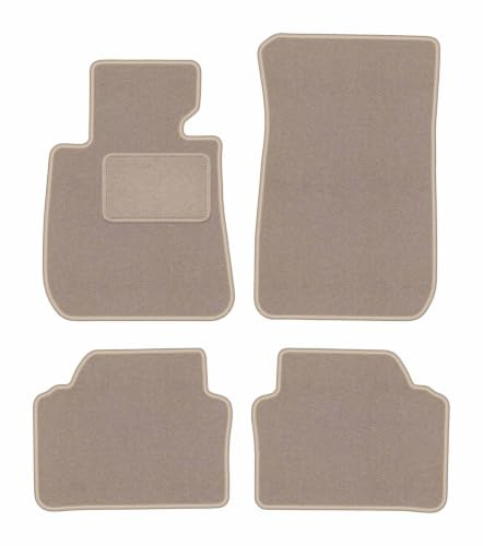 Velours-Fußmatten passend für BMW 3 E90 2004-2011, Beige, LUX, passgenau | Nur Version: Befestigungstyp BMW; passend für Limousine; Velours-Teppich (Polypropylen), ca. 6,5 mm