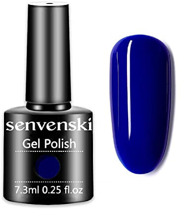 Senvenski Klein Azul Esmaltes Semipermanentes Para uñas, Azul Marino Esmaltes de gel de uñas Set Manicura UV LED (CS1-001)
