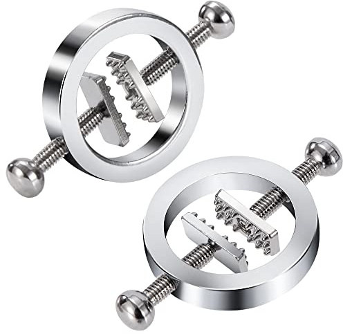 Abrazaderas para Pezones Ajustables Pinzas para Pezones de Acero Inoxidable Juguetes para Coquetear para Mujeres y Hombres SM 1 par