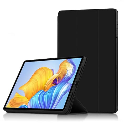 INSOLKIDON Kompatibel mit Honor Pad 8 12-inch Hülle Lederrückseitige Abdeckung Case Bumper Ganzkörperschutz Leder Schutzhülle Tablet Halter Shell (Schwarz)