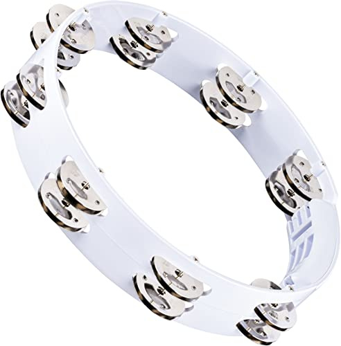 Meinl Percussion Headliner Tour Tambourine - 2-Row Tambourine - 10-inch Diameter - ABS Plastic / Steel, White / Silver (HTT10WH)